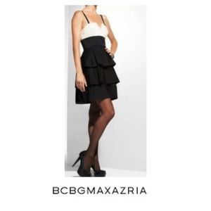 BCBG Cream & Black Ruffle Party Dress